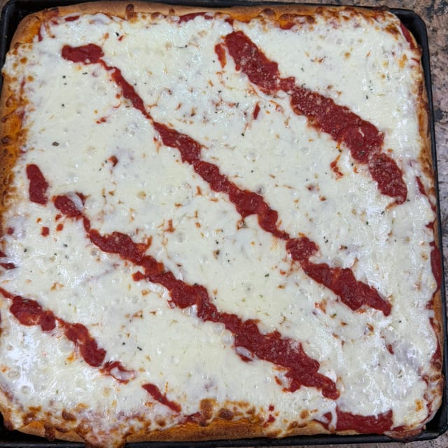 Sicilian Plain Cheese Pizza.