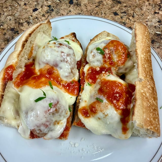Meatball Parmigiana Hero.
