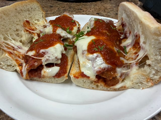 Shrimp Parmigiana Hero.