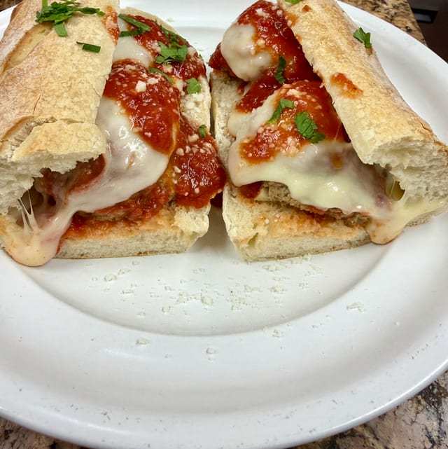 Meatball Parmigiana Hero.