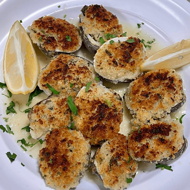 Baked Clams Oreganato.